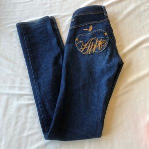 Apple Bottom Y2K Straight Leg Dark Wash Low Rise Denim Jeans Size 1/2